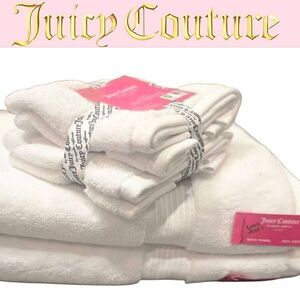 Juicy Couture Home Plush Oversized Bath Towel Set- White